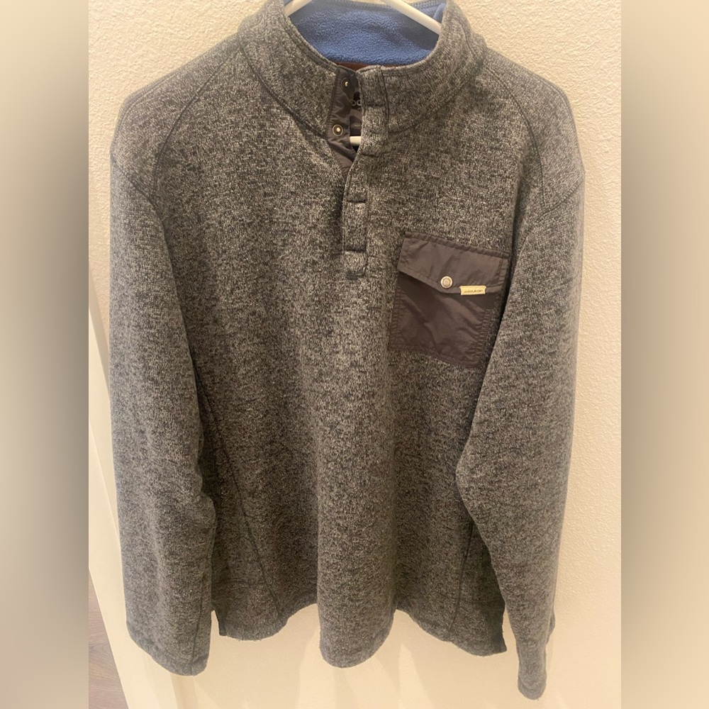 Woolrich Mens Knit Pullover Long Sleeve Grey Sweater Snap front Size XL